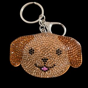 Sparkling Brown Dog Bag Charm Keychain
